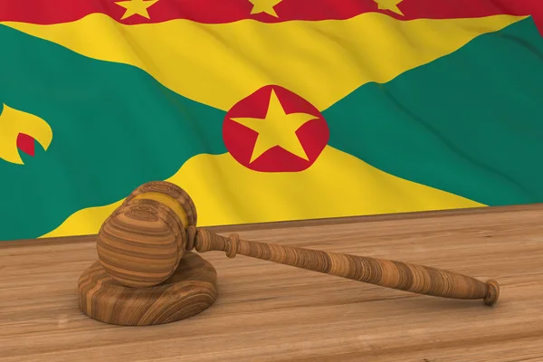 Conceito de Lei de Granada - Bandeira de Granada por trás da ilustração 3D do martelo do juiz — Fotografia de Stock