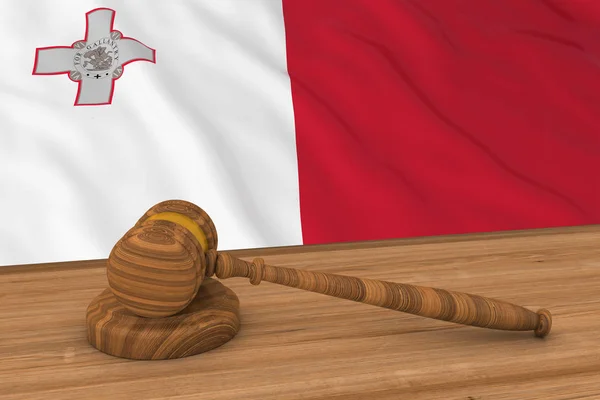 A máltai jog fogalma - mögött bíró Málta zászlaja marok 3D-s illusztráció — Stock Fotó