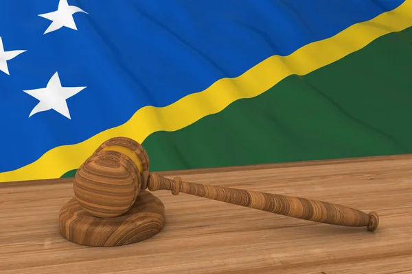 Solomon island law concept - Flagge der salomonischen Inseln hinter Richtergabel 3D-Illustration — Stockfoto