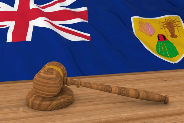 Turks-és Caicos-szigetek zászló mögött bíró marok 3D-s illusztráció — Stock Fotó
