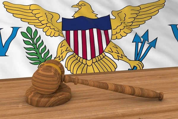 US Virgin Islands Bandiera dietro Gavel 3D Illustrazione del giudice — Foto Stock