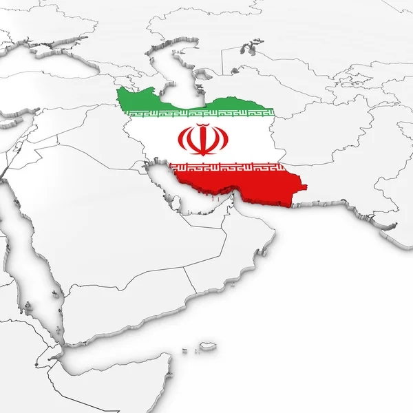 3D карта Іран, іранська прапор на білому тло 3d ілюстрація — стокове фото