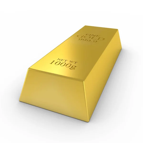 Gold Bar su sfondo bianco Illustrazione 3D — Foto Stock