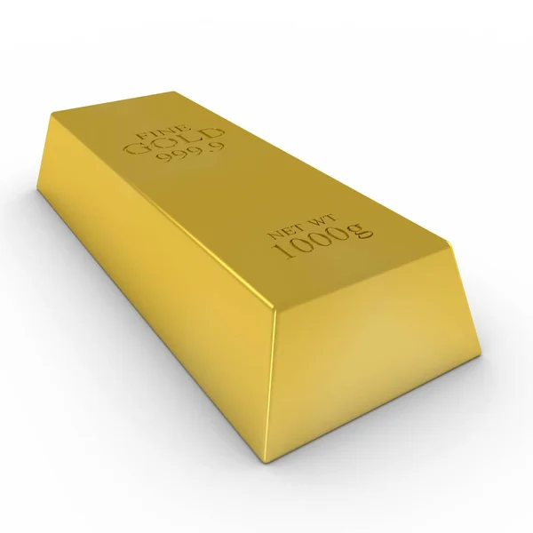 Gold Bar su sfondo bianco Illustrazione 3D — Foto Stock