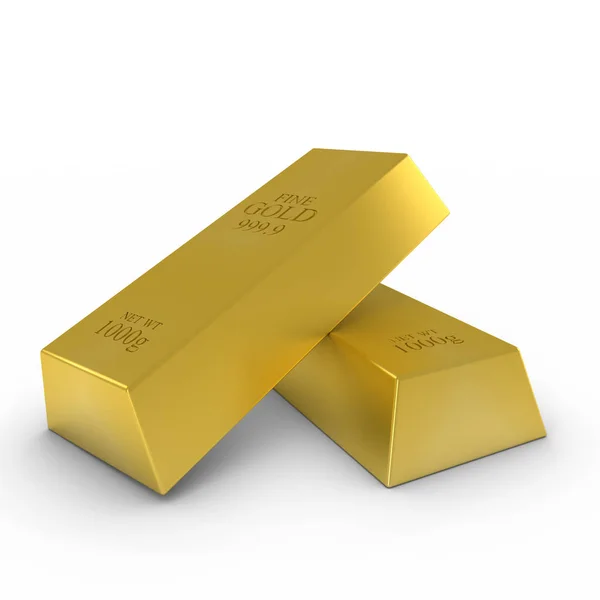 Barre d'oro su sfondo bianco Illustrazione 3D — Foto Stock