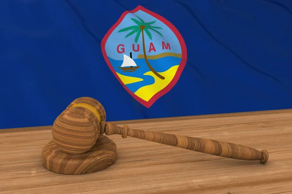 Conceito de Direito Guamaniano - Bandeira do Guam Por Trás da Ilustração 3D do Gavel do Juiz Fotos De Bancos De Imagens Sem Royalties