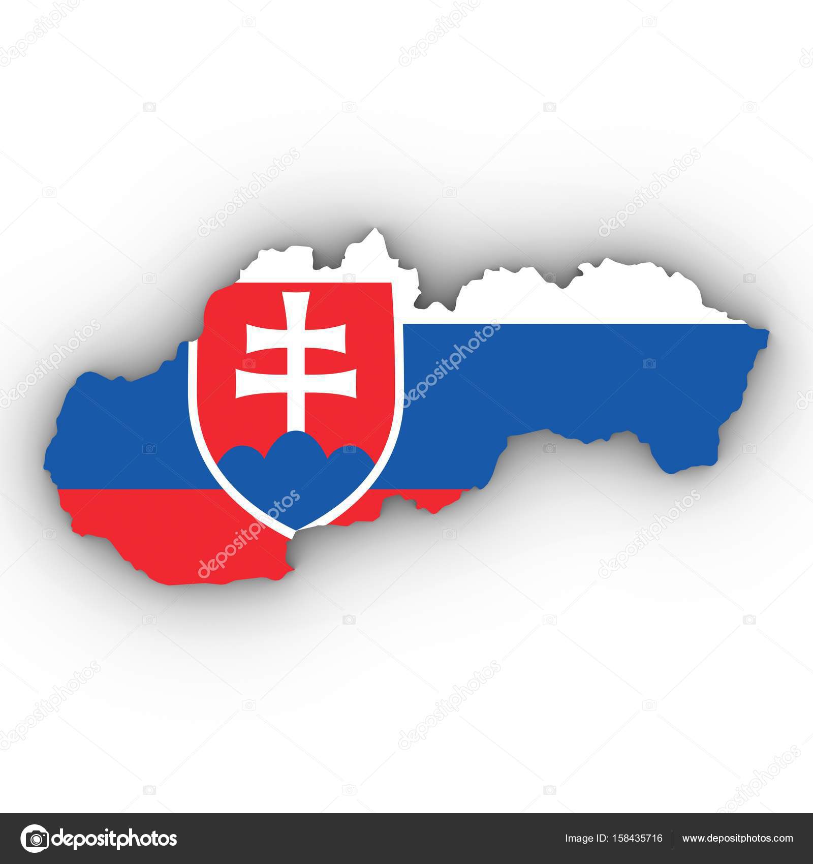 Slovakia Map Outline With Slovakian Flag On White With Shadows 3 Stock Photo Image By C Fredex 158435716