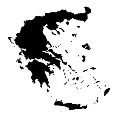 Yunanistan siyah siluet harita anahat üzerinde beyaz izole 3d çizim