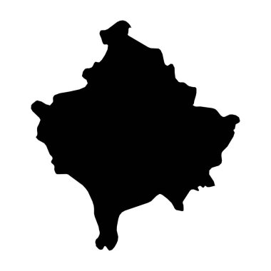 Kosova siyah siluet harita izole üzerinde beyaz anahat 3d Illustr