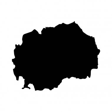 Makedonya siyah siluet harita anahat üzerinde beyaz izole 3d Hüseyin