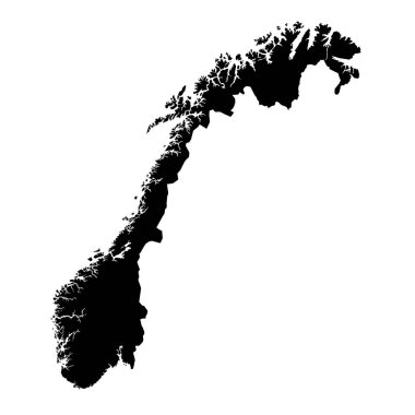 Norveç siyah siluet harita anahat üzerinde beyaz izole 3d Illustr