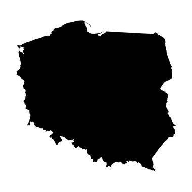 Polonya siyah siluet harita anahat üzerinde beyaz izole 3d Illustr