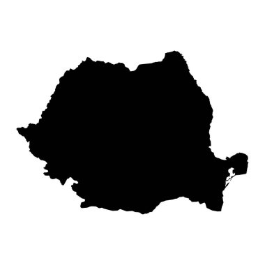 Romanya siyah siluet harita anahat üzerinde beyaz izole 3d Illust