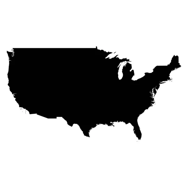 Mapa de silueta negra de Estados Unidos Esquema aislado en blanco 3D —  Fotos de Stock