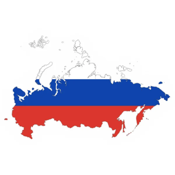 Росія карту структури з російський прапор на білому з тіні 3d Il — стокове фото