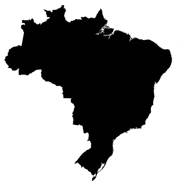 Brazil Black Silhouette Map Outline Isolated on White 3D Illustration — Stock Photo, Image