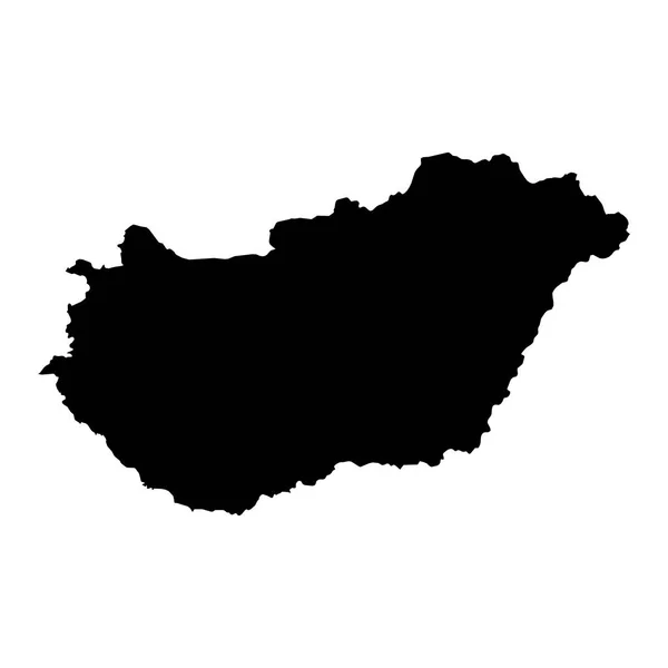 Ungern svart siluett karta disposition isolerad på vit 3d Illust — Stockfoto