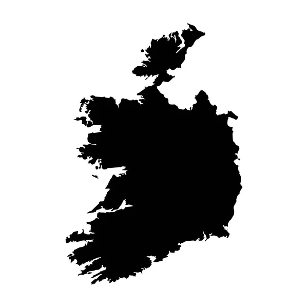 Ιρλανδία μαύρη σιλουέτα χάρτη περίγραμμα απομονωθεί σε λευκό 3d εικ — Φωτογραφία Αρχείου