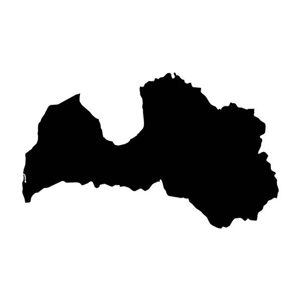 Letonia Negro Silueta Mapa Esquema Aislado en Blanco 3D Illustr — Foto de Stock