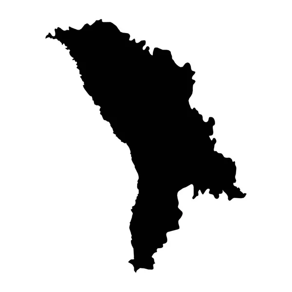 Moldova Black Silhouette Map Outline Isolated on White 3D Illust — Stock Photo, Image