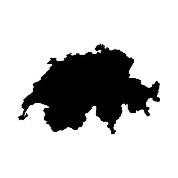 스위스 검은 실루엣 지도 개요 흰색 절연 3d Il — 스톡 사진