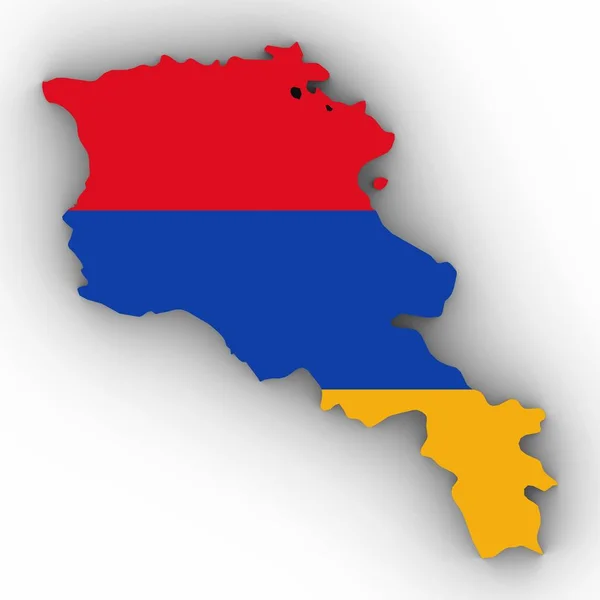 Mapa de Armenia Esquema con Bandera Armenia en Blanco con Sombras Ilustración 3D —  Fotos de Stock