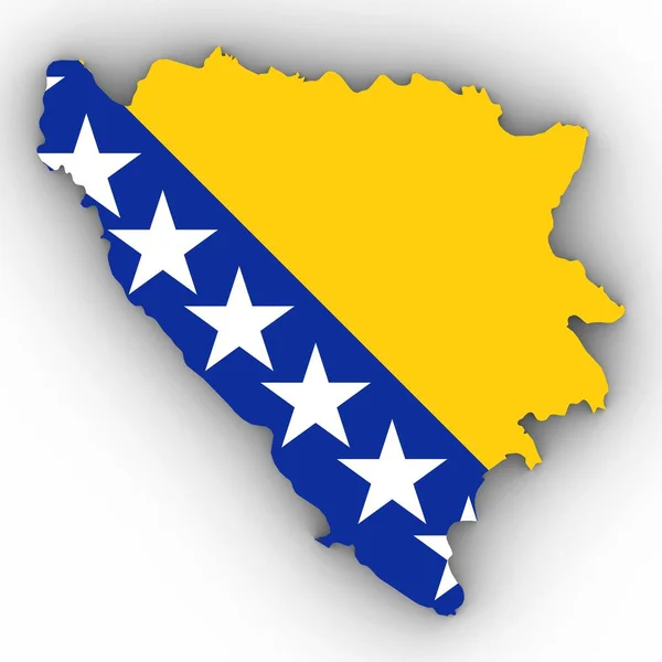 Bosnia-Erzegovina Mappa Contorno con Bosnia Erzegovina Fl — Foto Stock