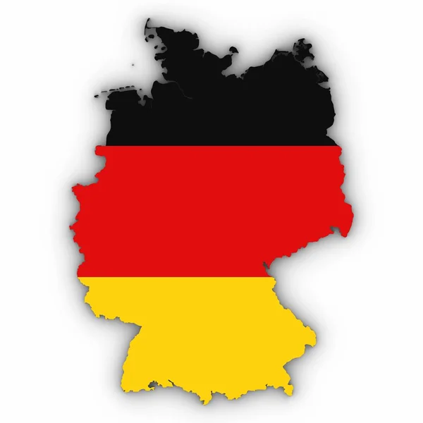 Germany Map Outline with German Flag on White with Shadows 3D Illustration — Stock Photo, Image