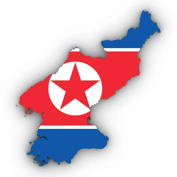 Nordkorea karta disposition med nordkoreanska flagga på vitt med Sha — Stockfoto