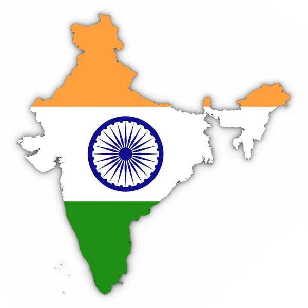 Mapa de la India Esquema con bandera india en blanco con sombras 3D Illu Imágenes De Stock Sin Royalties Gratis