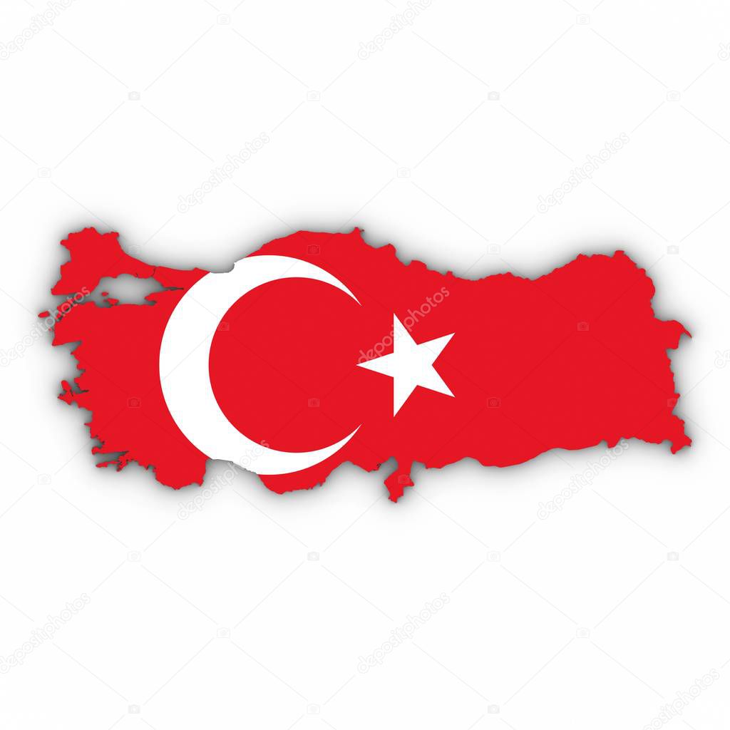 Picture: outline turkey | Turkey Map Outline with Turkish Flag on White