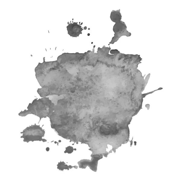 Tache d'aquarelle grise avec gouttelettes, taches, taches, éclaboussures. — Image vectorielle