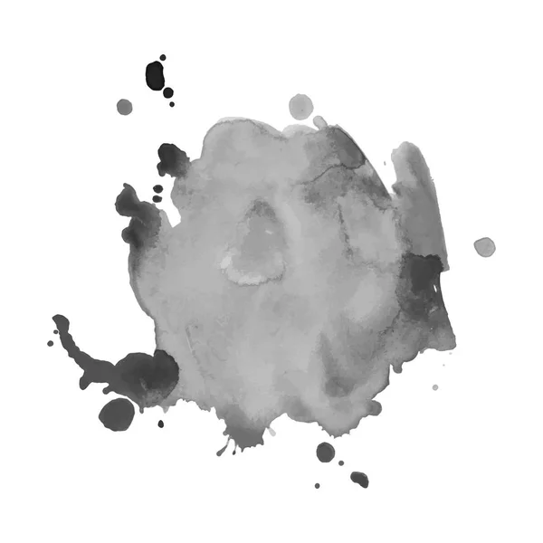 Tache d'aquarelle grise avec gouttelettes, taches, taches, éclaboussures. — Image vectorielle