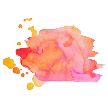 Kırmızı turuncu izole vektör suluboya lekesi. Web tasarımı ve kağıt tasarımı için Grunge ögesi