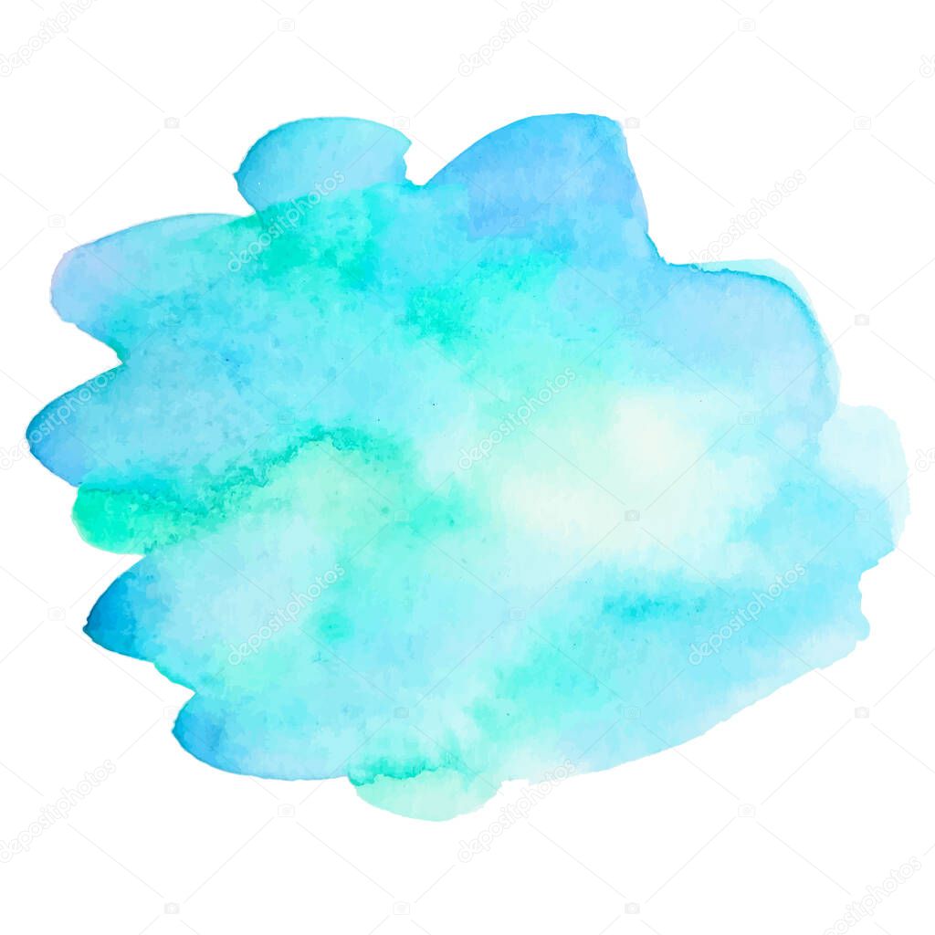 Turquoise isolated vector watercolor stain. Grunge element for web design and paper design