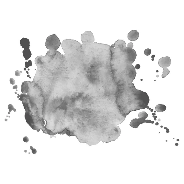 Isolated watercolor grayscale splash. Vector illustration. Grunge texture for cards and flyers design. — Stock Vector