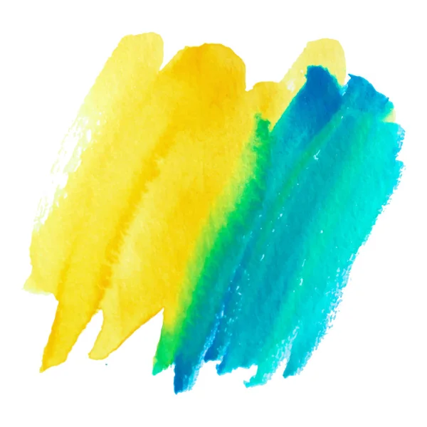 Color amarillo azul acuarela pincel pintura papel textura vector aislado salpicadura sobre fondo blanco para pancarta, cartel, fondo de pantalla . — Archivo Imágenes Vectoriales