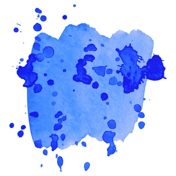 Abstract isolated blue vector watercolor stain. Grunge element for paper design