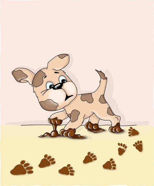 可爱的斑点狗遗传了肮脏的爪子 免版税图库插图