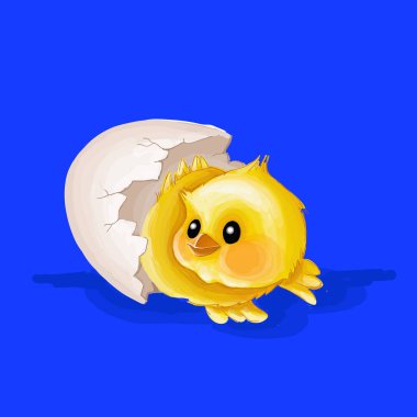 vector illustration,Happy Easter,chicken hatched from an egg