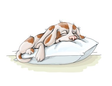 Vektör illüstrasyon benekli köpek dinlenme, daha kısa tatil güzel
