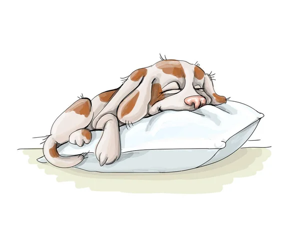 Ilustração vetorial cão manchado descansando, férias sommer agradável — Vetor de Stock