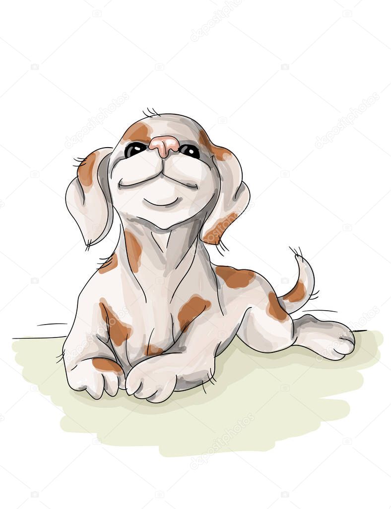 vector illustration spotted dog resting,sommer vacation nice