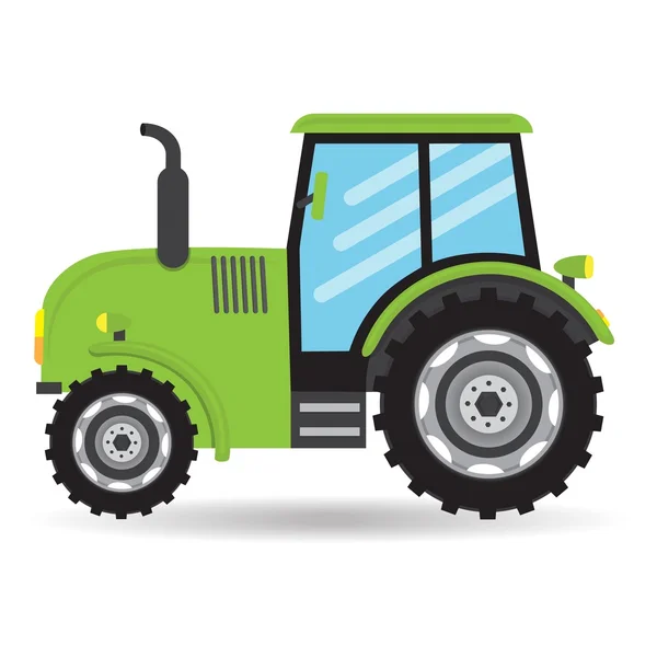 Dessin animé vert plat vecteur Tracteur véhicule ferme icône sur fond blanc — Image vectorielle