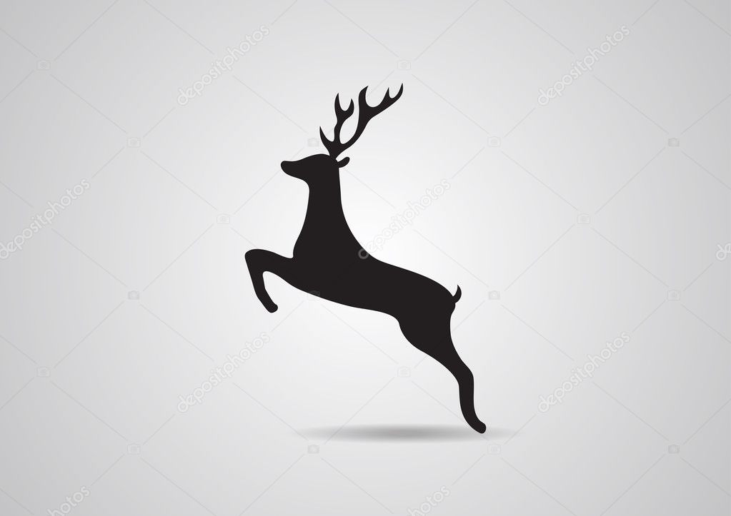 Black silhouette of deer vector illustration icon isolated