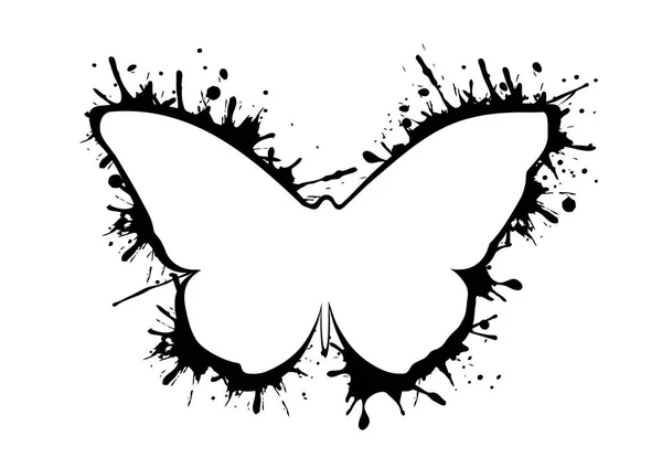 Icône vectorielle abstraite silhouette papillon avec éclaboussure logo isolé sur blanc — Image vectorielle