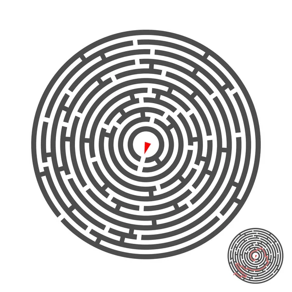 Labirinto del cerchio di fuga con l'entrata e l'uscita. Puzzle labirinto gioco vettoriale con soluzione. Num.01 Illustrazioni Stock Royalty Free