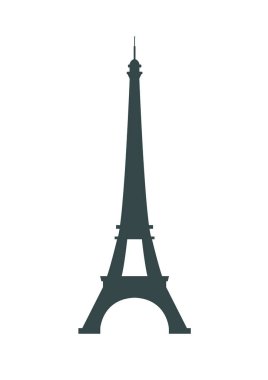 Beyaz arka plan üzerinde izole Paris France Eiffel Kulesi vektör simgesi