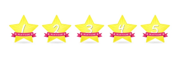 Dessin animé 5 étoiles d'or avec ruban icône ensemble vectoriel prix illustration de qualité — Image vectorielle