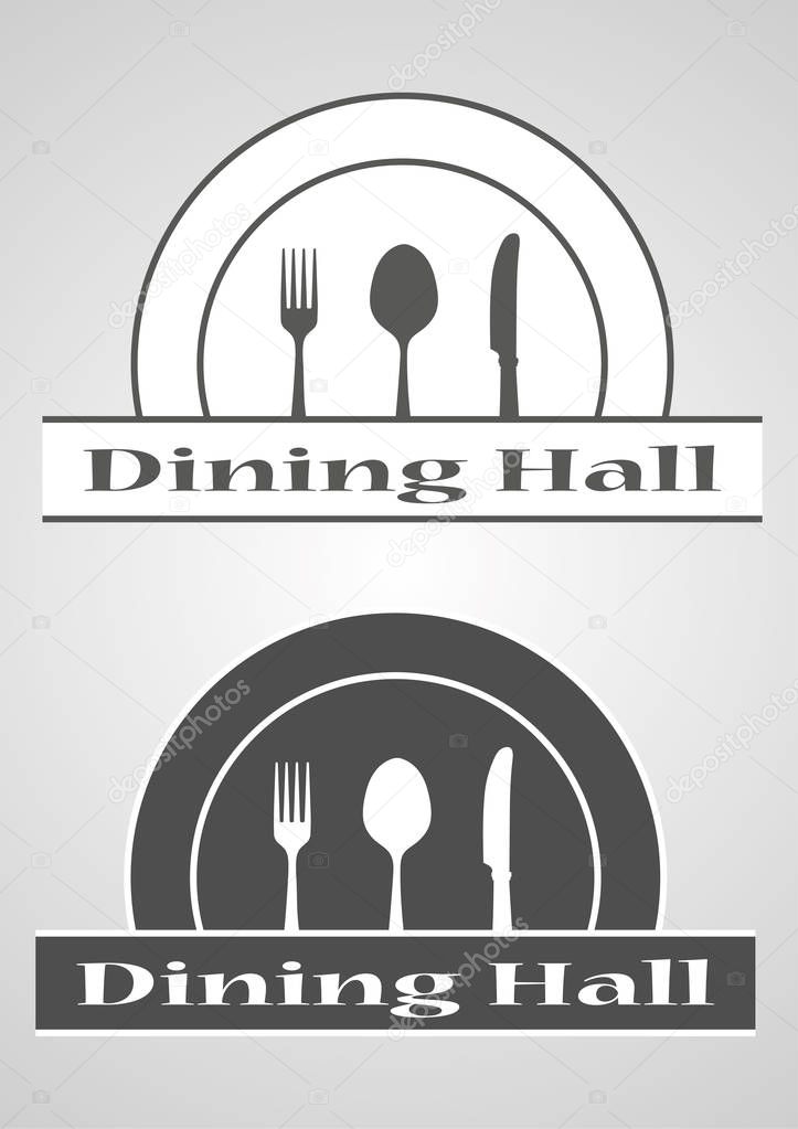 Kitchen tool.Spoon knife fork silhouette black icon vector dinning hall illustration